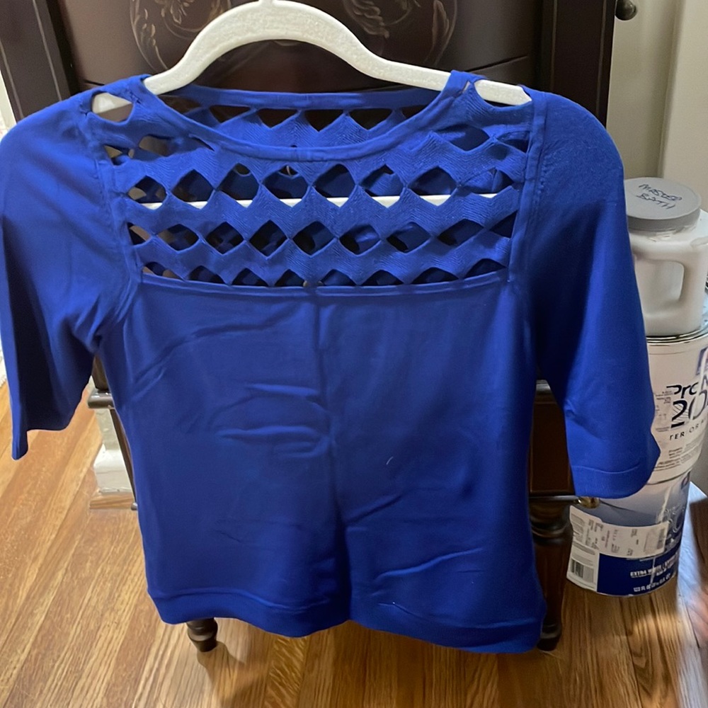 Milly cutout short sleeve sweater